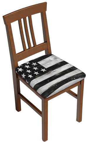 Stuhlsitzbezug 2er Set, Usa Flag Rustic Wood Esszimmerstuhl Sitzkissen Hussen Abwaschbar Sitzbezug Stuhl für Büro, Wohnzimmer, Küche