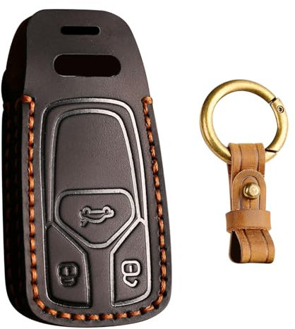 KUNIO Étui de protection en cuir pour clé Audi A4 B9 A3 S4 RS4 A5 F5 S5 RS5 A6 A7 FY Q7 SQ7 4M TT.FV TTS RS R8 Étui de protection porte-clés 3 boutons, Noir , 3 Tasten