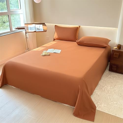 HAIBA Bettlaken ohne Gummizug 245x245cm orange 100% Jersey Baumwolle | Weiche und pflegeleichtes Betttuch Flaches Laken für hohe Matratzen Hautfreundliches Leintuch für ganzjährigen Komfort