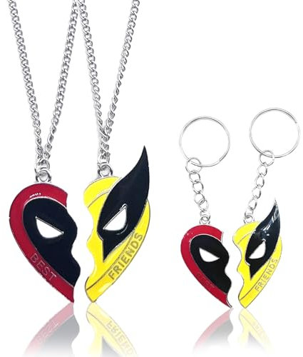 XQMMGO Confezione da 4 Portachiavi e Collane Modello Maschera Figura Morta, Figure, Maschera Anime per Uomo Regalo di Compleanno Accessori Moda