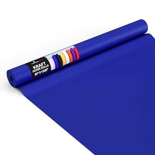 Crown Display Dunkelblaue Kraftpapierrolle, 91,4 x 3,352,8 cm, farbige Papierrolle, Kraftpapier, perfekt als Versandpapier, Packpapierrolle, Bastelbedarf, Bastelpapierrolle