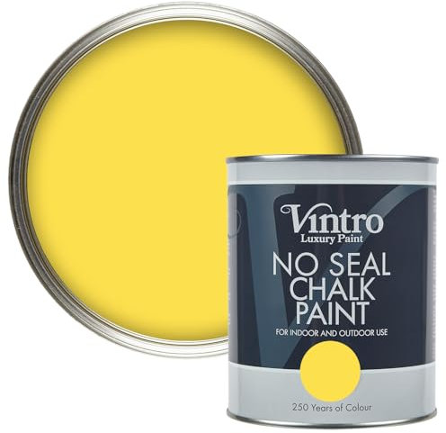 Vintro Paint | No Seal Chalk Paint | Highlighter Yellow | Interior & Exterior Use | Furniture | Walls | Wood | Metal | 1 Litre (Highlighter Yellow - Yellow Maiden)
