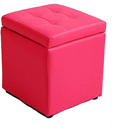 SZSXYBZ Fußhocker, Gepolsterter Ottoman mit Stauraum und Klappdeckel, Quadratischer Fußhocker aus Kunstleder, Kleiner Ottoman/Rose / 30 * 30 * 35 cm