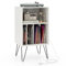 Giantex Scaffale per Giradischi a 3 Livelli, Stand per Giradischi Domestico con Stazione di Ricarica, Tavolo Porta Dischi in Vinile con Mensola e 4 Divisori, Scaffale Espositivo (Bianco)