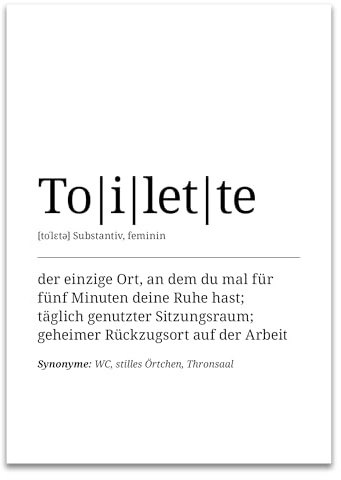 ARTFAVES® Poster Definition Toilette | Worterklärung Duden Lexikon Wanddeko Wandbild Spruch als Geschenk | ohne Rahmen | 21 x 30 cm