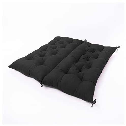 Gartenbank mit Rückenlehne, Liegestuhl, Gartenmöbel, Schaukelbank, Auflage für Zuhause, Büro, Sofa, Terrasse, Veranda, dickes Holz-Sitzkissen, 120 x 100 x 8 cm, Schwarz