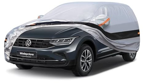Weleyclore SUV Car Cover Waterproof Breathable,100% Waterproof Outdoor 4X4 Car Covers Rain Snow UV Protection.Custom Fit for VW Tiguan,Audi Q3,BMW X1,Nissan Qashqai,etc B8
