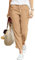 Cegerne Damen Leinenhose Lang Sommerhose Leicht Luftig Loose Fit Casual Baumwolle Leinen Stoffhose mit Taschen für Urlaub Strand 7/8, Khaki, XL