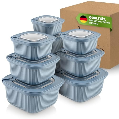 Viwares Frischhaltedosen im 9er Set mit transparentem Ventildeckel, Aufbewahrungsbehälter, Küche, stapelbar, BPA-frei, Kunststoff, Mikrowellen/Kühlschrankgeeignet, 3 Größen (600ml/1100ml/1800ml)