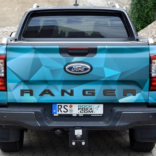 Heckklappen Schriftzug passend für Ford Ranger, 3D Optik, Doming Oberfläche, selbstklebend, waschstraßenfest, Kunststoff, in schwarz, passgenau für Ford Ranger