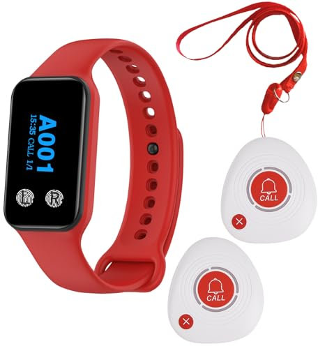 WNKRUN Notfallknopf Für Senioren, Drahtloses Rettungssanitäter-Rufsystem Hausnotruf,Pflegerufset,Hausinterner Notruf Vollständig Wasserdicht Mit 1 Armbandempfänger Und 2 Ruftasten[M2WH]