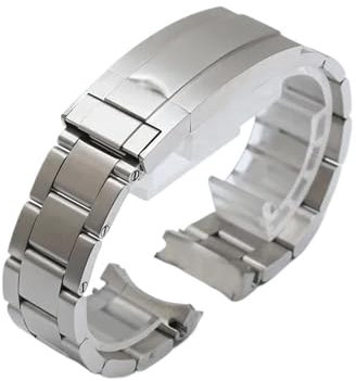NKCVEZBW Kompatibel mit 904L-Uhrenarmbändern, kompatibel mit Rolex Submariner Daytona Yacht-Master GMT-Uhrenarmband, Glidelock-Verschluss, Edelstahlarmband, 20 mm(Full Matte Silver,21mm)