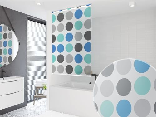 probath Basic DUSCHROLLO 14 Motive UND 13 Breiten ZUR Wahl DUSCHVORHANG SCHWARZ GRÜN Weiss TRANSPARENT BLAU HELLGRAU (Retro Blau, 60x240 cm)