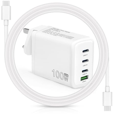 FJEZCHN 100W USB C GaN Laptop Charger Compatible With Mac Book Air Pro 2023 2022 2021 2020 2019 16 15 14 13 Inch,I Pad Pro Air Mini,G alaxy S24 S23 and More Devices TYPE C Power Supply Adapter