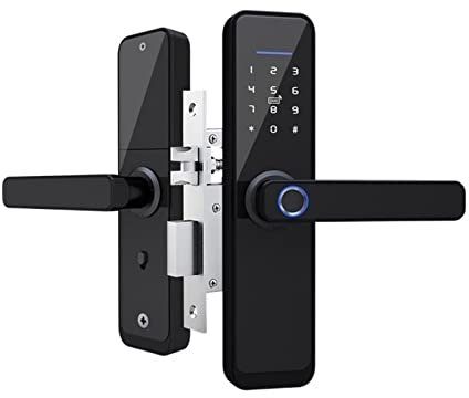 Smart Lock, Serrures de porte Tuya casier d'empreintes digitales biométrique hôtel entrée intelligente poignée de maison application déverrouiller serrure intelligente numérique pour Chambre à Coucher