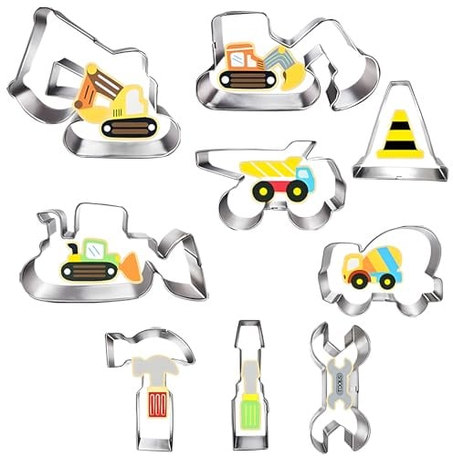Keksausstecher-Set 9 Stück Bagger Keksausstecher Ausstechformen-Set Ausstechformen kinder Plätzchen Ausstecher für Kinder Geburtstag Party