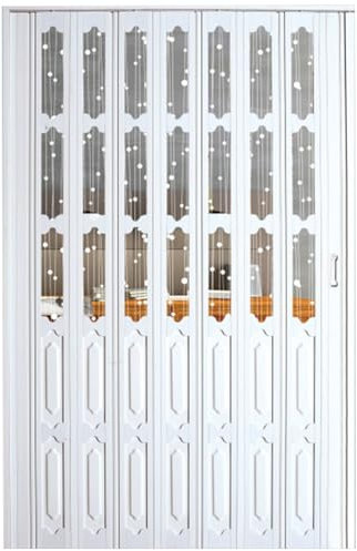 Porta scorrevole pieghevole in PVC e acrilico, porta interna multipiega per cucina, dispensa, camera da letto, bagno, ufficio, dimensioni 61-178 cm, finitura bianca, design salvaspazio.