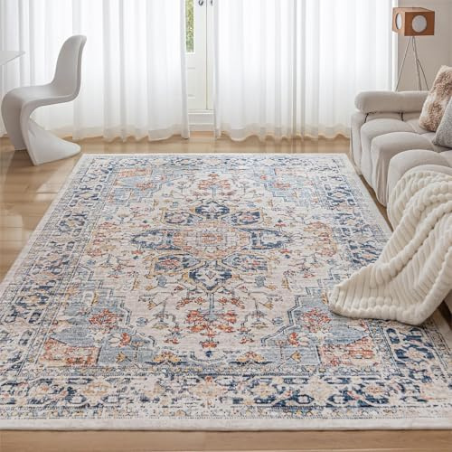 CHOSHOME Waschbarer Kurzflor Teppich Wohnzimmer - 240x340CM Groß Teppiche | Fußbodenheizung Geeignet, Rutschfeste Rugs Für Esszimmer Schlafzimmer Büro, Weich Maschinenwaschbar Vintage Mehrfarbig