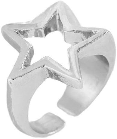 Yjcnelcr Dazzling Star Paare Öffnen Vintage Fingerschmuck Y2K Stil Silber/Gold Öffnung Ringe Verstellbar Party Schmuck Mode
