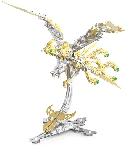 3D Metallbausatz-Serie: Mechanische Hornisse, Phönix & Alterdrache Kreatives DIY-Puzzle mit Spielspaß & intellektueller Herausforderung (Gold, Phönix)