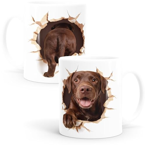 MoonWorks® Tasse für Labrador Retriever dunkel-Halter Geschenk Hundebesitzer Tierfreunde Keramikbecher Vierbeiner Weiss standard