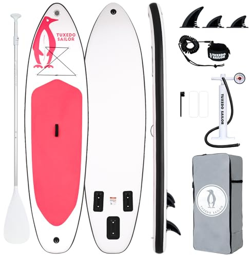 Tuxedo Sailor Paddle Gonflable Adulte, Planche de Stand Up Paddle Gonflable Sup Paddle Board Gonflable Planche à Pagaie Gonflable avec Accessoires Complets (Pink)