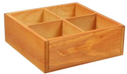 MAGICLULU Rechteckige Holzkleinteilebox mit 4 Fächern, für Balkonpflanzen
