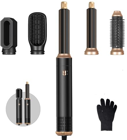 Hairstyler 5 in 1 Set, 5 in 1 Air styler, Negativ Lonen Haarstyler mit Lockenstab automatisch, Air Styler Thermal Brush Haartrockner