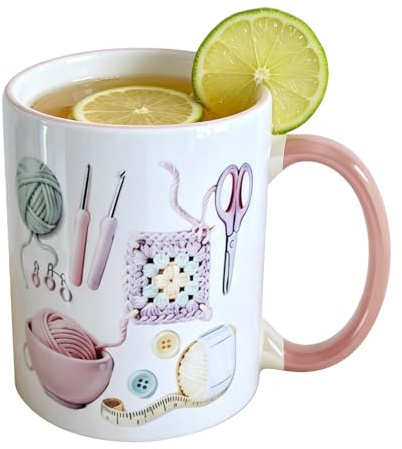 Générique Funny Coffee Mug, 330ml Ceramic Crochet Design, Novelty Drinking Cup For Coffee Tea Milk Juice, Yarn Lover Mug With Cute Desk Decor, Home Office School Restaurant Bar Use For Women Adults
