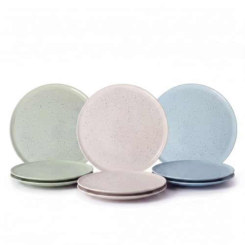 SANTA CLARA | Set de 6 Platos para Pizza 30 cm Venetto Surtido, Platos Llanos Redondos de Cerámica Stoneware con Acabado Moteado, Vajilla para Mesa y Cocina, Apto Microondas y Lavavajillas
