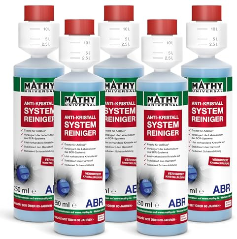 MATHY-ABR Anti Kristall Systemreiniger, 5X 250ml, Zusatz für AdBlue® | Hochkonzentriertes Additiv gegen Kristallbildung im AdBlue® Tank und SCR-Einspritz-System, Hochwirksamer Diesel Reiniger