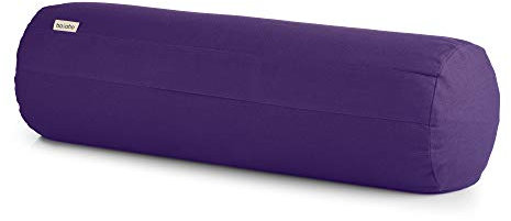 basaho Yoga Bolster Yogarolle | Bio-Baumwolle | Buchweizenschalen | Abnehmbarer und waschbarer Bezug | Yoga Rolle Yogakissen (Purpur)