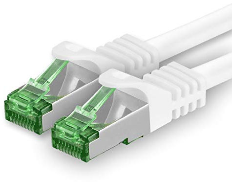 1aTTack.de 2 M Cat.7 Netzwerk-Kabel 1 Stück Cat7 Patch-Kabel LAN-Kabel Ethernet RJ45 10 Gbit/s (Alle Internetgeschwindigkeiten) Weiß 2 Meter