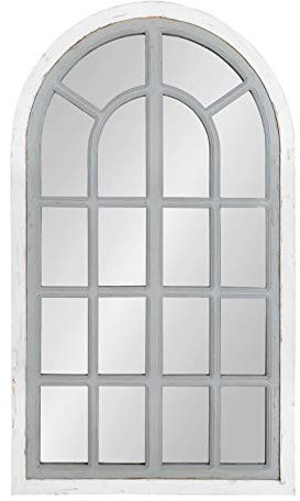 Kate and Laurel Boldmere - Specchio da parete in legno tradizionale con arco per finestra, 56 x 38 cm, colore: Bianco e Marrone Fattoria 22x38 Infradito colorati estivi, con finte perline