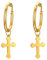 JewelryWe Schmuck Herren Damen Ohrringe, Poliert Kreuz Creolen Ohrstecker, Edelstahl, Gold