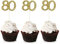 Unimall Global 24 Stück Gold Glitter 80th Cupcake Toppers 80. Geburtstag Cupcake Picks Kuchen Picks Party Dekorationen