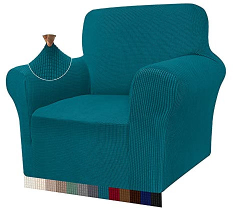 Granbest Sesselbezüge mit hohem Stretch, superweich, für Wohnzimmer, Jacquard-Sofabezug für Hunde, rutschfest, Stuhlhusse mit Armlehnen, Möbelschutz (1-Sitzer, schwarzgrün)