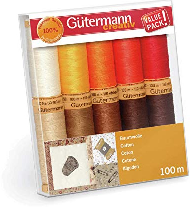 Gütermann creativ Sewing thread set with 10 spools Natural Cotton 100 m in different colours