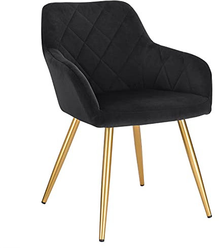 EUGAD 1 Pièce Chaise de Salon avec Pieds en Métal et Assise en Velours,Chaise à Manger Elégante Chaise Polyvante Noir 0626BY-1