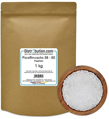 Paraffinwachs Pastillen 1kg Schmelzpunkt 58-60 °C Kerzenwachs zum gießen von Kerzen in Ph. Eur. Qualität - Made in Germany
