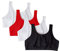 Fruit of the Loom Women's Built Up Tank Style Sports Bra Fashion Colors, Opaque, Black/White/White/Red 4-Pack, 44 (Pack of 4)