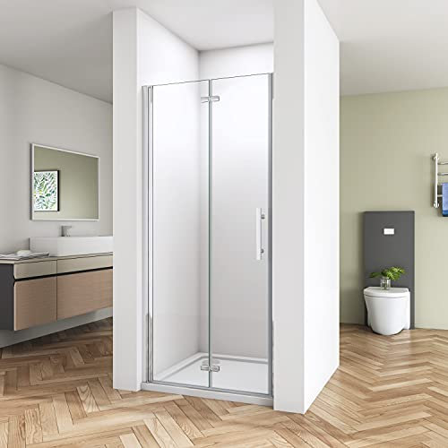 Huiyang 700mm Frameless Pivot/Bifold Shower Enclosure Door Walk in 6mm Glass Screen Panel