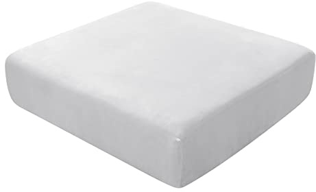 BXFUL Sofa-Sitzkissenbezüge, Sofakissen-Bezüge Stretch-Samt, Couchkissen-Bezüge Ersatz für individuelle Kissen mit elastischem Stoff (Großer 1-Sitzer,Hellgrau)