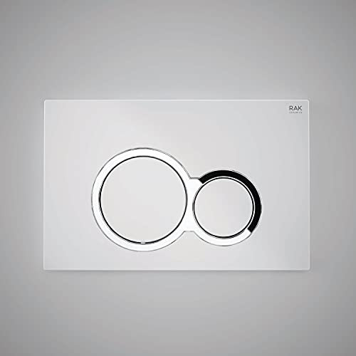 RAK Ecofix Round Button Dual Flush Plate Gloss White Concealed Cistern 236x152mm