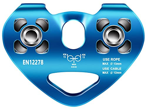 Dciustfhe Heart-Shape Climbing Double Pulley Steel Cable Rope 13mm Climbing Device High Speed Zipline Trolley 24KN