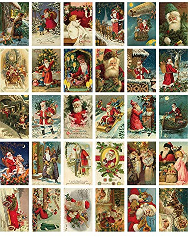 GIVBRO Weihnachtskarten Vintage Winter Weihnachten Weihnachtsmann Antik Postkarten-Set 30 Stück