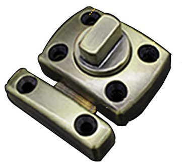 Verrou rotatif en alliage de zinc - Verrou coulissant de sécurité pour porte, placard, tiroir, serrure de porte intérieure, 48 x 42 mm - 1 pièce