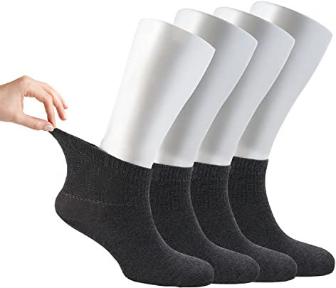 Cosyfeel® Women Loose Diabetic Socks | 4-Pack Neuropathy Ankle Socks for Ladies | Super Soft Eco-Friendly Bamboo Material | Durable with Seamless Toe | Multicolour Patterns | 4 Seasons