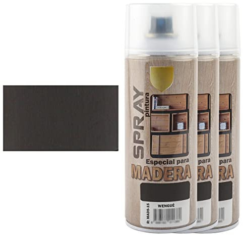 H HANSEL HOME Barniz Spray Especial para Madera - Acabado Madera Wengué 400ml x 3