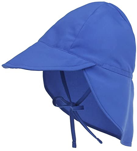 Malaxlx Baby Sonnenhut Blau Sommermütze Kleinkind Schirmmütze mit Nackenschutz und Bindebändern Mütze Flapper UV Schutz Strand Hut für 3-18 Monate Mädchen Jungen
